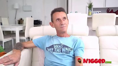 Nuru Obama deflowers an elder dude. He had never tasted grabbed muff before!