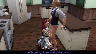 Sims 4, real voice, hubby cheating with youthful maid next to resting wife